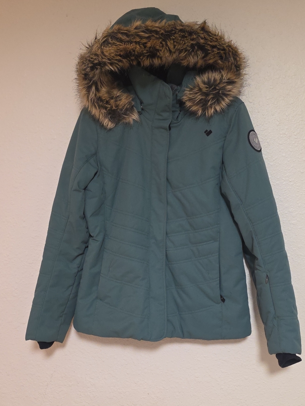 Obermeyer Teal Faux-Fur Hooded Winter Coat